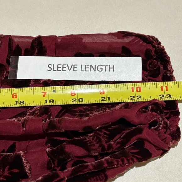 Sundance Women Burnout Velvet Peasant Blouse Top Sz L Burgundy Whimsigoth Fairy - Picture 10 of 12